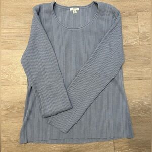 J.Jill 100% Cotton Ribbed Sweater Light Blue Size M